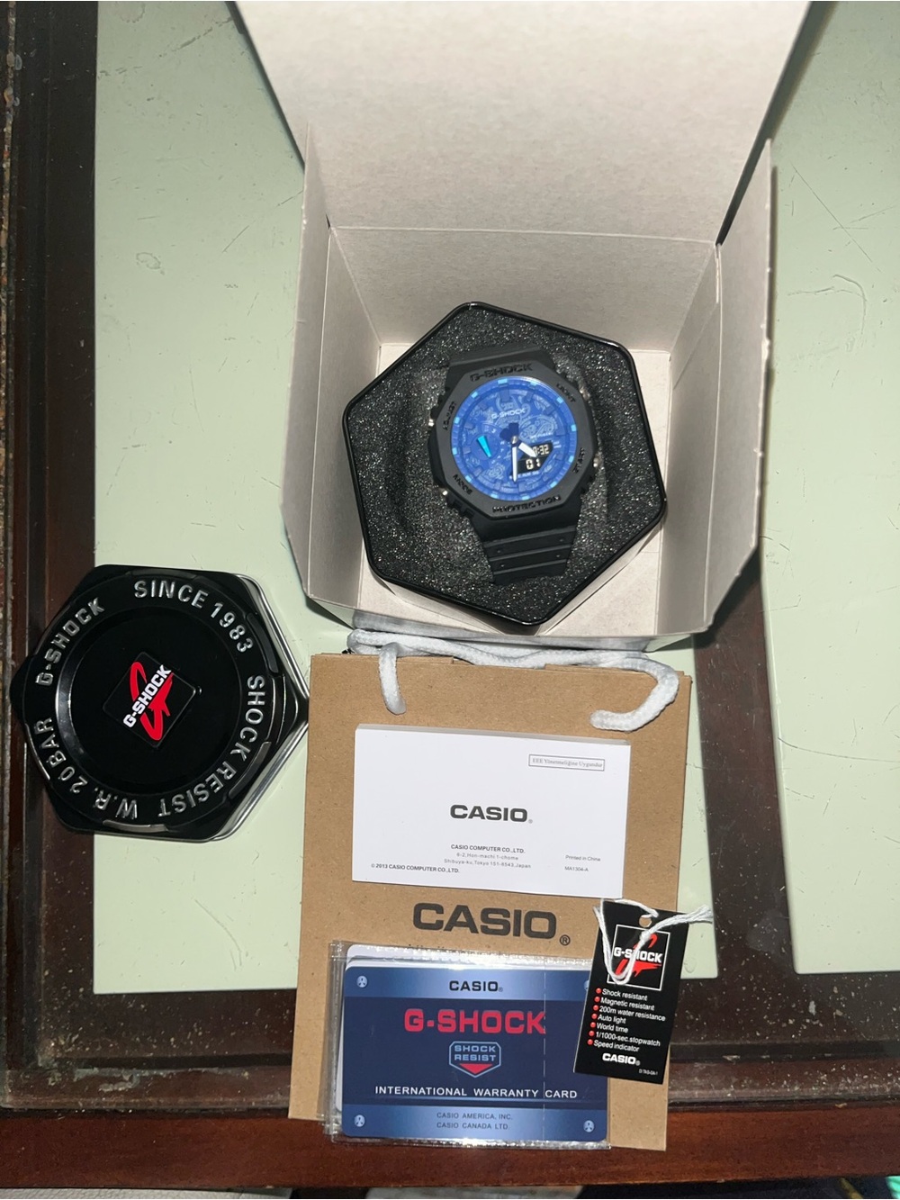 Casio G-Shock Black Watch with Blue Dial